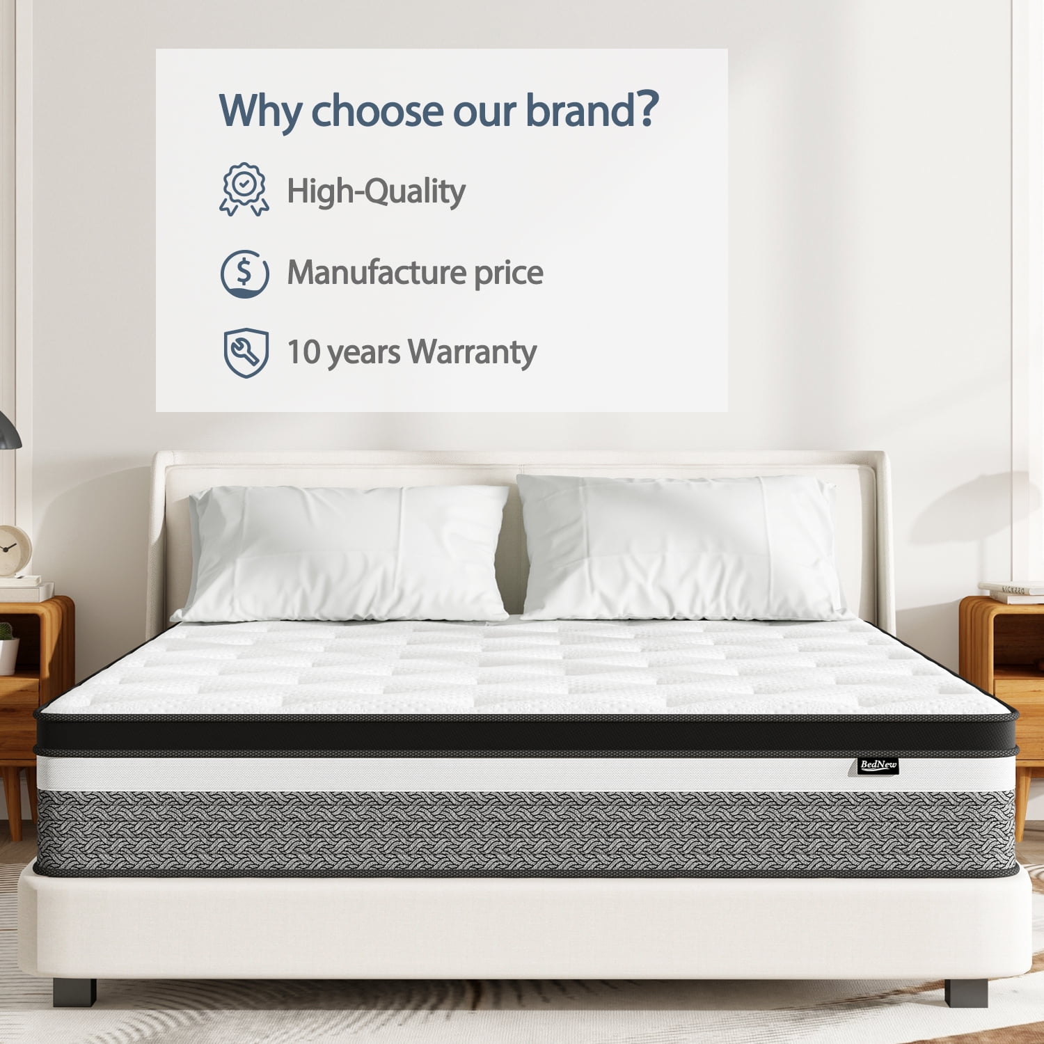 Bednew 12" Mattress with Gel Memory Foam, Hybrid Individual Pocket Springs, Full Mattress in a Box