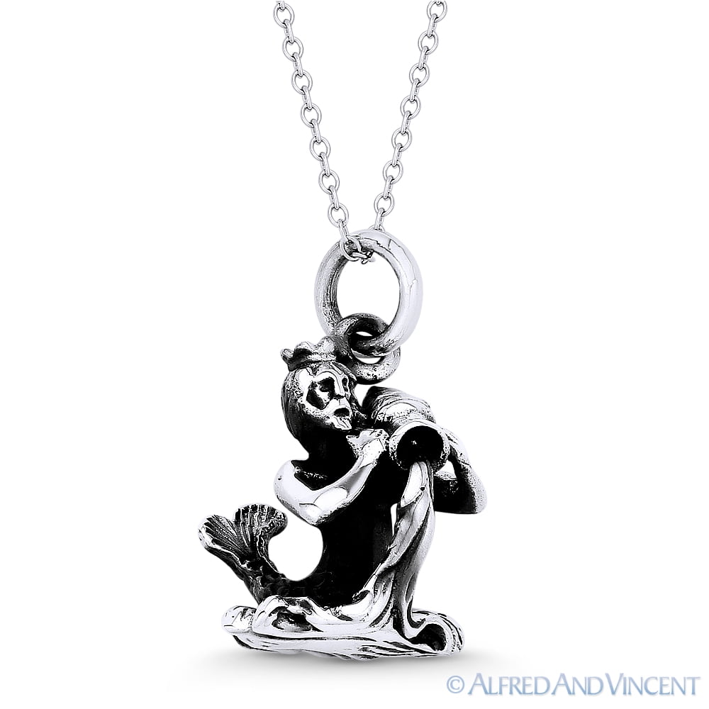 Alfred & Vincent Aquarius Zodiac Sign Astrology Pendant & Cable Chain