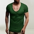 thumbnail image 2 of Miluxas V Neck T Shirts Mens Scoop Neck Short Sleeve Slim Fit Basic Tee Casual Top Army Green XXXL(XXXL), 2 of 7
