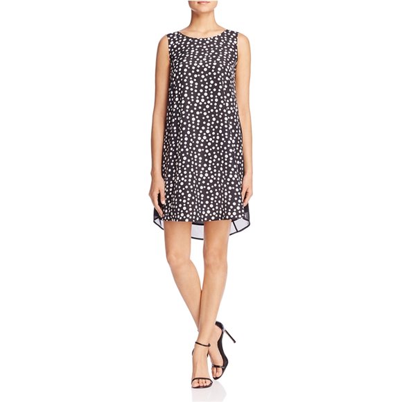 Finity Womens Polka Dot Shift Dress, Negro, 8