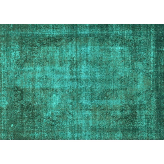 Ahgly Company Machine Washable Indoor Rectangle Abstract Turquoise Blue Modern Area Rugs, 3' x 5'