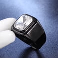thumbnail image 5 of PAMTIER Men's Stainless Steel Black Plated Ring with Square White Gem Stone Size 13, 5 of 6