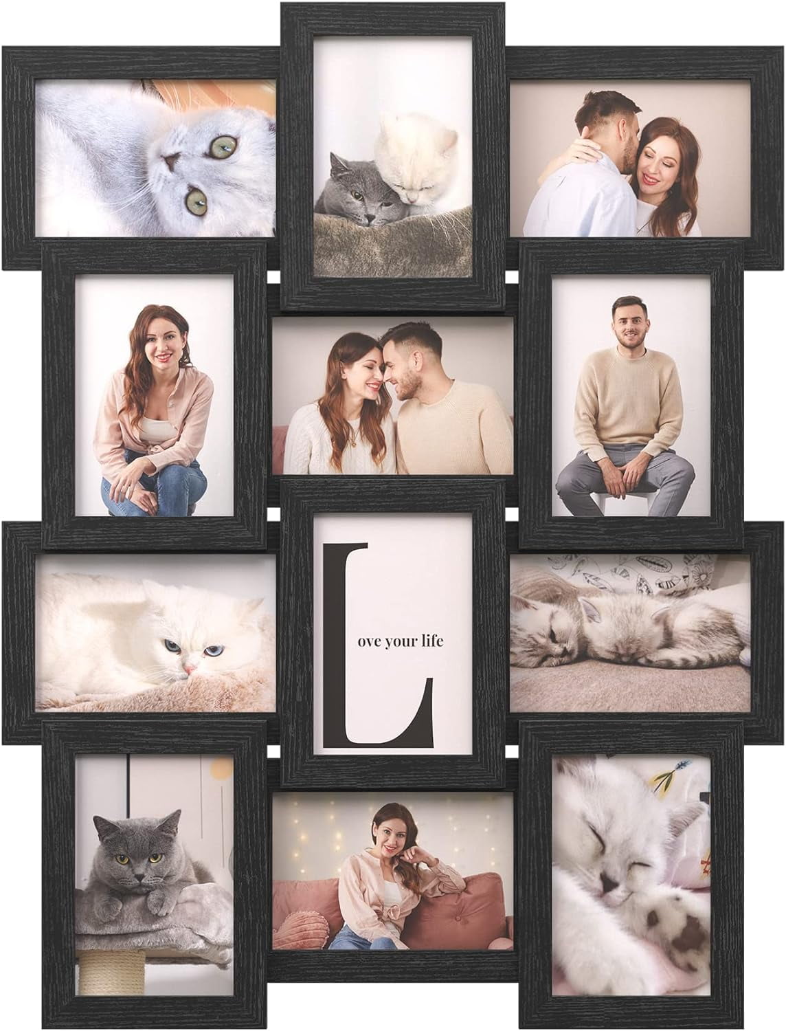 Collage Picture Frames, 4x6 for Wall Decor Set of 12, Multi Family Photo for Gallery Decor, Hanging Display, Assembly Required, Ink Black