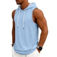 thumbnail image 2 of Yifymode Men's Tank Top Gym Sleeveless Hoodies Summer Casual Hooded Shirts Muscle Bodybuilding Lightweight Sweatshirts,Light Blue XL, 2 of 4