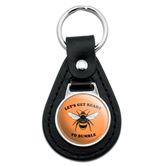 Black Leather  Let's Get Ready to Bumble Bee Rumble Funny Humor Keychain