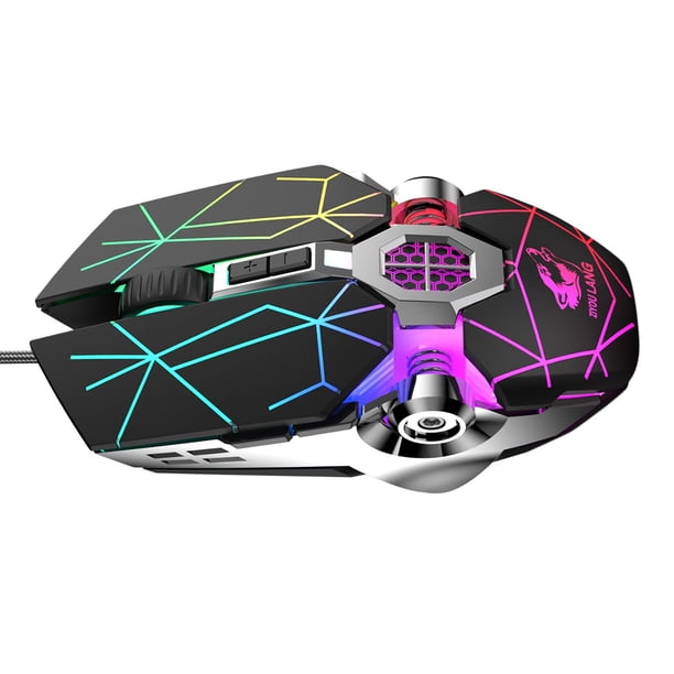 Ratón para juegos con cable, 7 programables, retroiluminación RGB, 3200 ppp , agarre , ergonómico, óptico, PC, ratones para jue Yotijar ratón de computadora ratón con cable