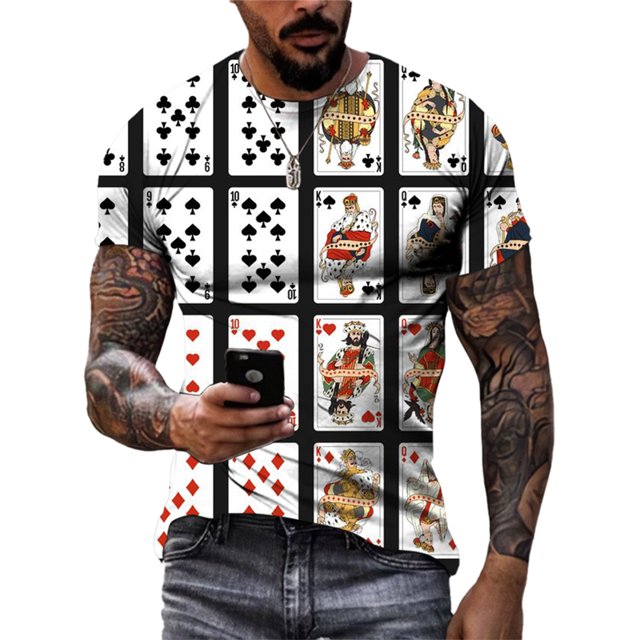 Summer New Cool Personality Poker graphic t shirts Men Casual Fashion ity Card Pattern Tees 3D Printed Short Sleeve Tops