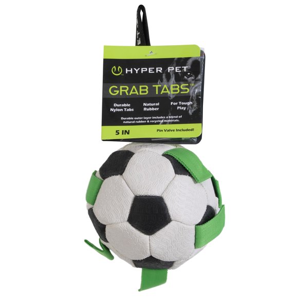 Hyper Pet The Original Quality Grab Tabs Dog Soccer Ball & Dog Football (Indoor-Outdoor Interactive Dog Toy Dog Balls with Easy Grab Tabs) Fun Dog Tug Toy and Dog Ball - 5"