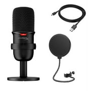 Newest HyperX SoloCast USB Computer Microphone for PC, Mac, Streaming, Podcasts, Twitch, YouTube, Discord | Tap-to-Mute Sensor | Cardioid Polar Pattern | /w GalliumPi Popfilter