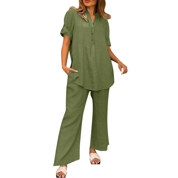 Cathalem Women's Pant Suit Set for Work Skinny Leggings Womens Matching Sets Casual,Green XL