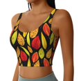 thumbnail image 2 of Daiia Autumn With Leaves Printed Women's Sports Bra, Breathable Activewear Bra with U-Back Design and Removable Pads, Comfortable and Supportive for Yoga, Workout-Small, 2 of 8