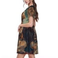 thumbnail image 2 of Disketp Tree Meditating Golden Retriever para Vestido de Manga Corta para Mujeres, Vestidos de Verano para Mujeres, Casual y Holgado para la Playa, 2 of 6