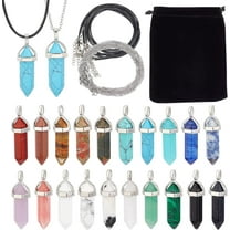 20 Colors Shape Gemstone Pendants Charms Healing Gemstone Pendant Bulk with Waxed Cotton Cord for Adults DIY Choker Necklace Jewelry Making Crafts DIY