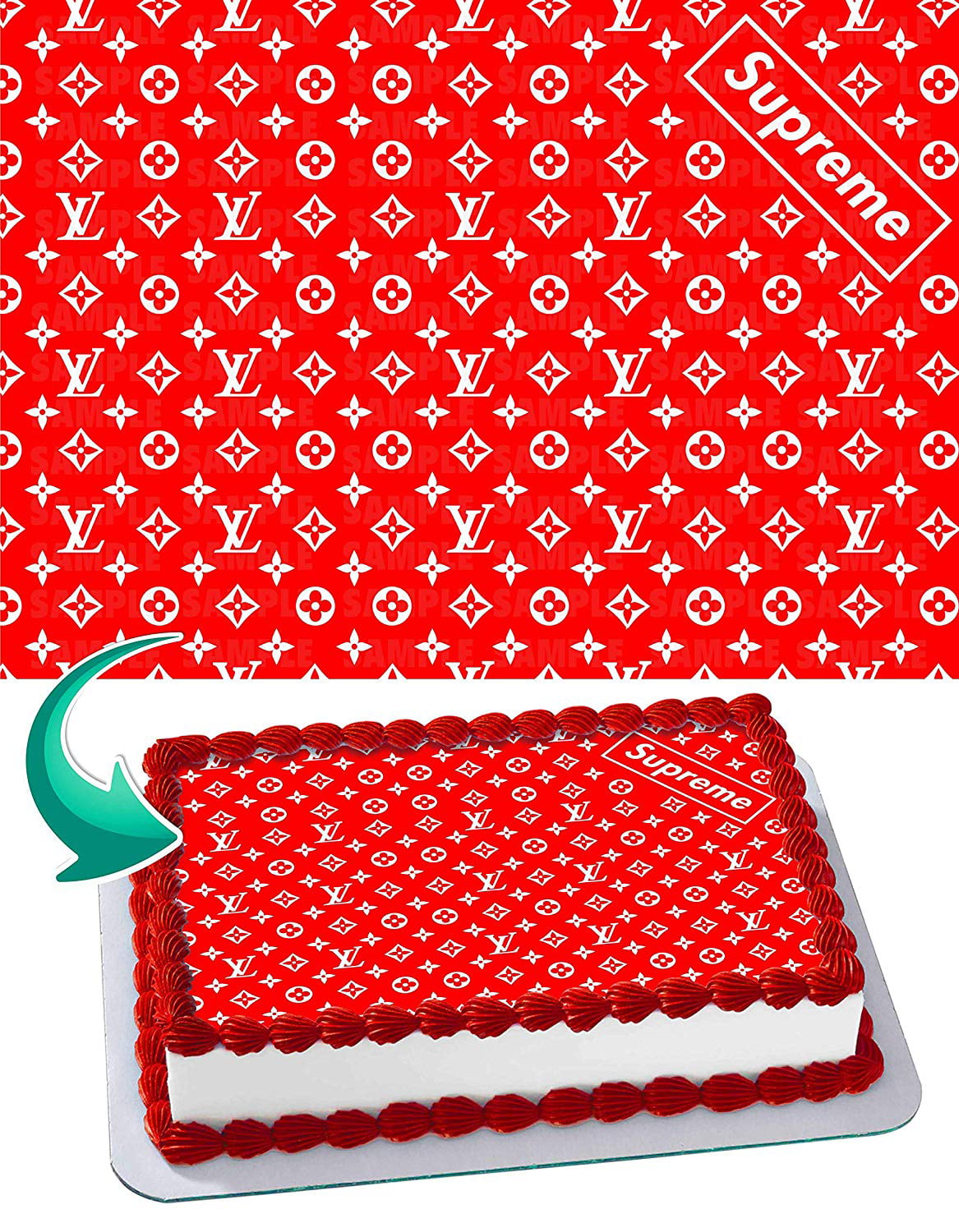 Supreme Louis Vuitton Nike 2 Edible Cake Image Topper Personalized Birthday Party 1/4 Sheet (8 ...