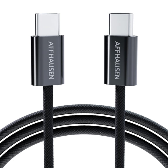 AFFHAUSEN USB C to USB C Cable 3ft Braided Black, 60W Fast Charging, 480Mbps, Nylon Braided USB-C Cord for iPhone 17/16/15, MacBook Air/Pro, iPad Pro, Samsung Galaxy S25