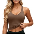 thumbnail image 5 of Tqcoqu Racerback Tank Tops for Women - Yoga Workout Casual Gym Athletic Camisole Tight Sleeveless Shirts,Brown Women's S-XXL, 5 of 8