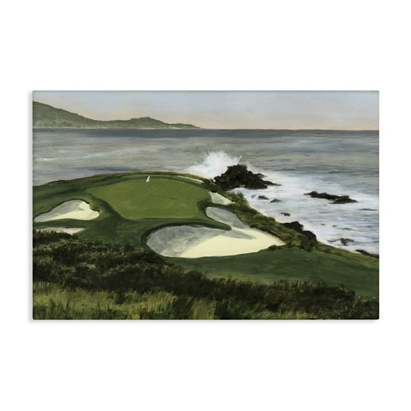 Stupell Industries Coastal Golf Course Landscape Painting Gallery Wrapped Canvas Art Print Wall Art, 24 x 16