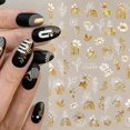 thumbnail image 4 of Pegatinas de hojas para uñas, diseño de flores doradas y blancas bronceadas, 6 unidades, con diseño abstracto de hojas y caras, para manicura., 4 of 5