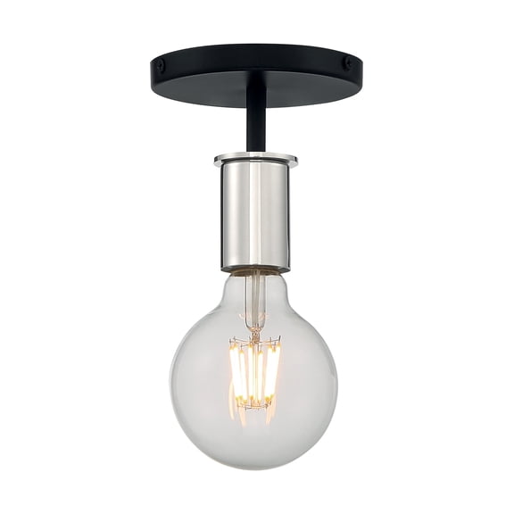 60/7353-Nuvo Lighting-Ryder-1 Light Semi-Flush Mount in Industrial Style-4.75 Inches Wide by 4.88 Inches High-Black/Polished Nickel Finish