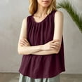 thumbnail image 6 of Women's Plain Sleeveless Tank Top Summer Oversized Crew Neck Basic Tee Tank Flowy Casual Boho Beach Vacation Tops Wine, 6 of 7
