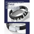 thumbnail image 6 of Bandmax Black Leather Bracelets for Men Double-Layer Braided Rope Bracelet with Stainless Steel Beads Wristband Wrist Bangle for Birthday Gift, 6 of 9
