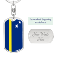 thumbnail image 2 of Curacao Flag Swivel Keychain Dog Tag Stainless Steel or 18k Gold, 2 of 8