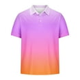 thumbnail image 5 of Zylanna Men's Button Polo Shirts Tee, Gradient Color Turndown Collar Summer Short Sleeve Casual Pullover for Men Purple Size 3XL, 5 of 5