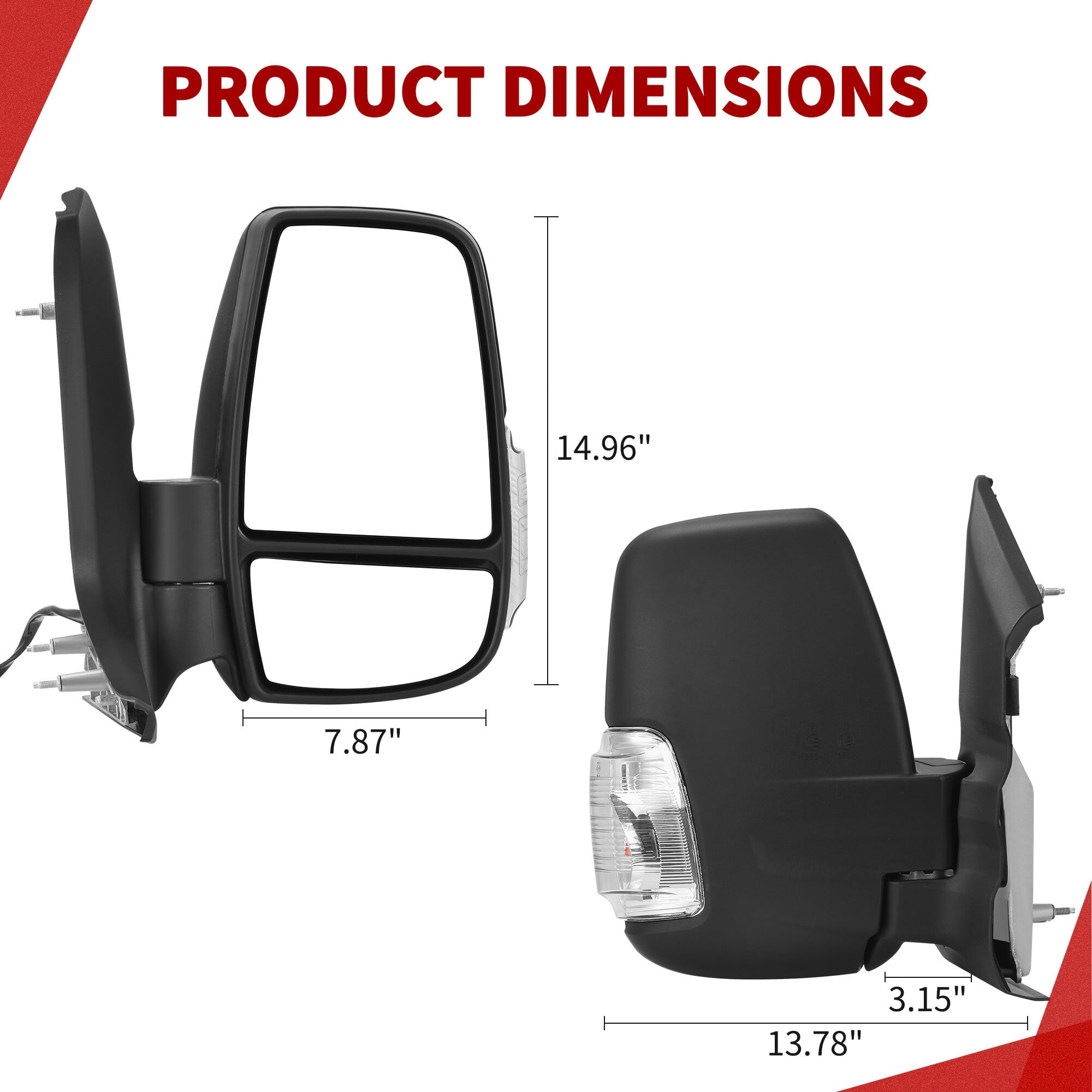 LEDKINGDOMUS Right Passenger Side Mirror Replacement Power Heated Folding LED Turn Signal Clearance Light for Ford Transit 150 250 350 350 HD 2015 2016 2017 2018 2019 2020 2021