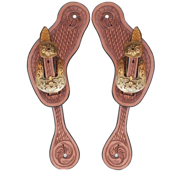 Hilason Western Leather Spur Straps Tan
