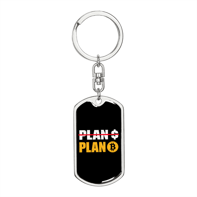 Bitcoin Plan Crypto Stainless Steel or 18k Gold Premium Swivel Dog Tag Keychain