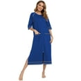 thumbnail image 2 of Cathalem Women's Sleepwear Womens Robes, House Dresses for Elderly Women, Summer Robe for Women Lightweight with Pocket, Long Zip Up House Coat 3/4 Sleeve Nightgowns (Blue,XXL), 2 of 4
