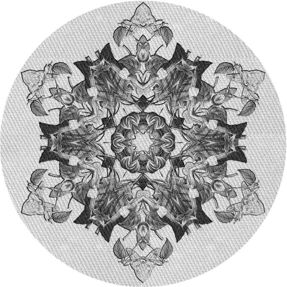 Ahgly Company Indoor Round Patterned Gray Area Rugs, 3' Round