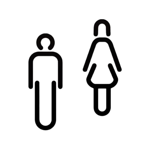 Letrero de baño para hombre y mujer, letrero de WC, juego de figuras 3D, etiqueta adhesiva de pared antigua, estilo nórdico Un negro