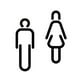 thumbnail image 1 of Letrero de baño para hombre y mujer, letrero de WC, juego de figuras 3D, etiqueta adhesiva de pared antigua, estilo nórdico Un negro, 1 of 9