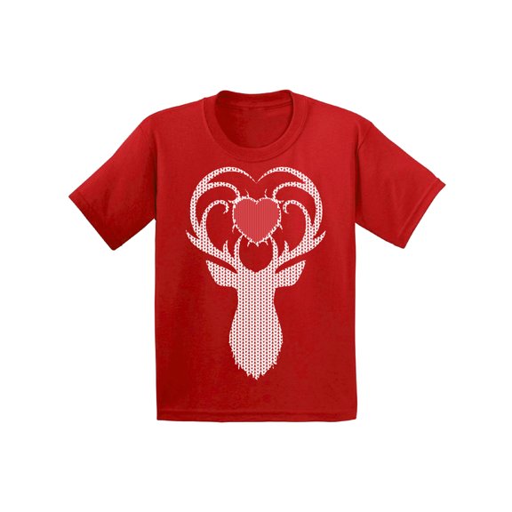 Awkward Styles Christmas T-Shirt for Boys Girls White Deer Xmas Heart Toddler Shirt