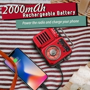 FosPower Portable Emergency Radio With 5.0 Bluetooth Speaker, AM FM, 2000 mAh Portable Power Bank, Hand Crank, Solar Charging, Flashlight, SOS Alarm