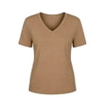 thumbnail image 4 of Hfnxid Short Sleeve Shirts for Womens Solid Color Basic Tops Summer Casual Tunic Tshirt Fashion Daily Tees Khaki XXL, 4 of 6