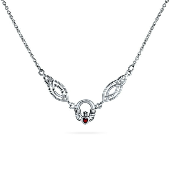 Bling Jewelry Womens Traditional Irish Collar Necklace with Green Emerald and Red Garnet Zirconia