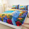 thumbnail image 4 of jejeloiu Tropical Parrot Bed Sheets,Floral Beach Print Full Size Sheets For Boys,Multicolor,4-Piece,1 Flat Sheet, 1 Fitted Sheet and 2 Pillowcases, 4 of 6