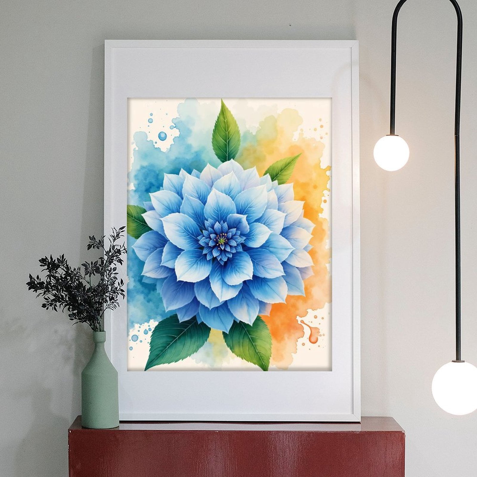 Diamond Art Kit for Adults, Blue Flower Watercolor Art Canvas Diamond Painting for Adults Beginners, 5D DIY Diamond Art Painting Kits, Colorful Diamond Painting Craft for Home Decor 12x16