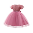 thumbnail image 5 of Gubotare Birthday Dresses for Girls Girls Sequin Dress Toddler Shiny Rainbow Stars Tulle Dresses Ruffle Sleeve Birthday Party Sparkly Dresses (Pink,Size 5-6 Years), 5 of 8