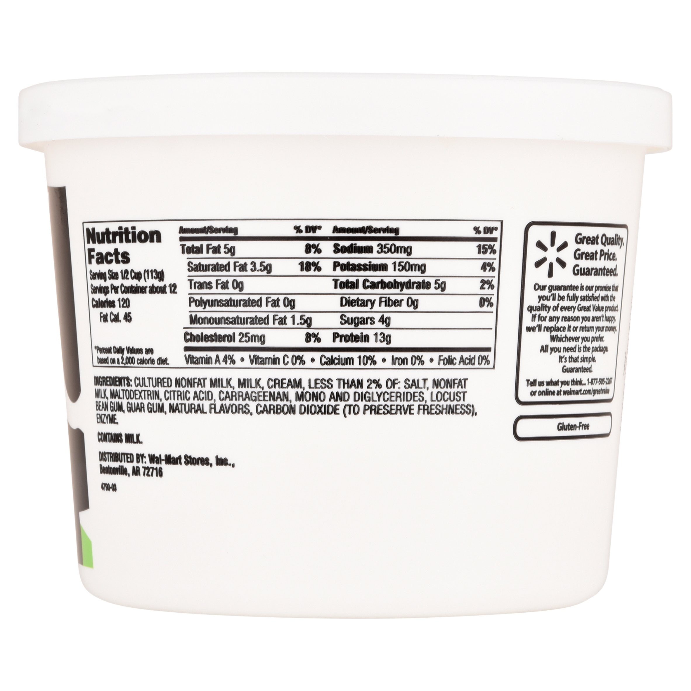 Great Value 4 Milk Fat Cottage Cheese 48 Oz Walmart Com