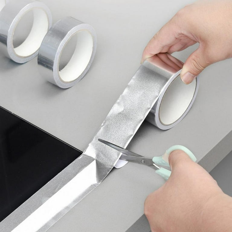 Aluminum Foil Tape Self-adhesive Aluminum Foil Tape Multi-use Waterproof  Tape Kitchen High Temperature Resistant Leak-proof Tape for Seal Repair  Work Dryer Exhaust Pipe Furnace 