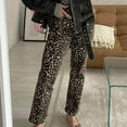 thumbnail image 7 of Lovskoo 2024 Wide Leg Pants Woman Leopard Printed High Waist Straight Leg Loose Pants Jeans Brown L, 7 of 7