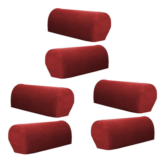 GUOOL 6 Pcs Housses d'Accoudoir de Canapé Lavables Protecteurs de Canapé Bordeaux Rouge
