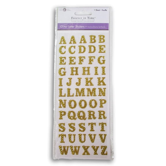 Gem Studded Alphabet Stickers - Gold Colored Adhesive Small Letter Stickers for Cardmaking, Scrapbooking, Crafts - 0.5 Inches -Â 55 Pieces
