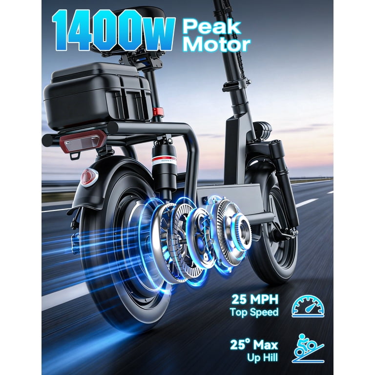 AZHAR GT12 Electric Scooter with Seat 1400W Peak Motor with Carry