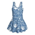 thumbnail image 4 of COEQINE Girls One Piece Swimsuit with Skirt Sleeveless Cute Skirted Bathing Suit Hawaiian Swimwear for Kids 3-4 Years, Summer Swim Dress for Water Play, Marine Starfish Seashell Coral Blue, 4 of 8