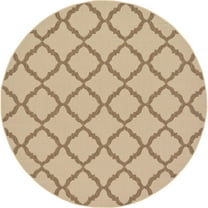 Unique Loom Raised Trellis Indoor/Outdoor Trellis Rug Beige/Brown 6' 1" Round Geometric Traditional Perfect For Patio Deck Garage Entryway