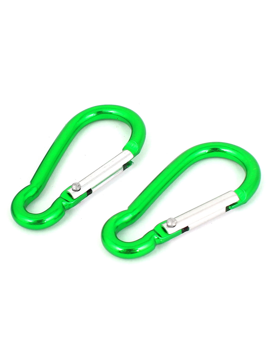 Unique Bargains Traveling Hiking Spring Loaded Carabiners Clips Hooks Green 4cm Long 5 PCS